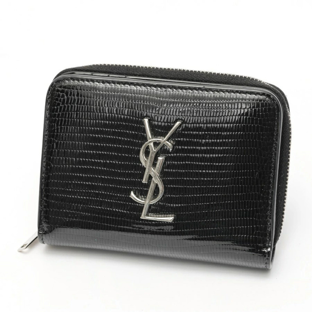 Saint Laurent Cassandra Matelasse Compact Zip Around Lizard embossed leather